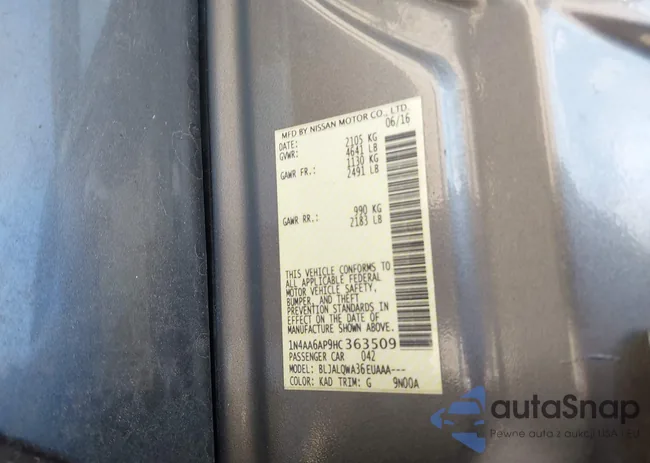 1N4AA6AP9HC363509: 42919088