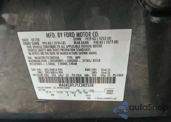 MAJ6S3FL7LC382558: 42918575