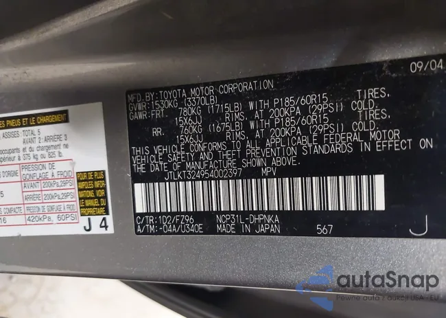 JTLKT324954002397: 42919698