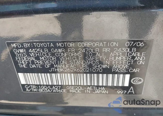 JTHBK262X62021070: 42919788