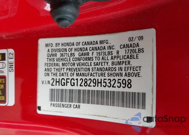 2HGFG12829H532598: 42919866