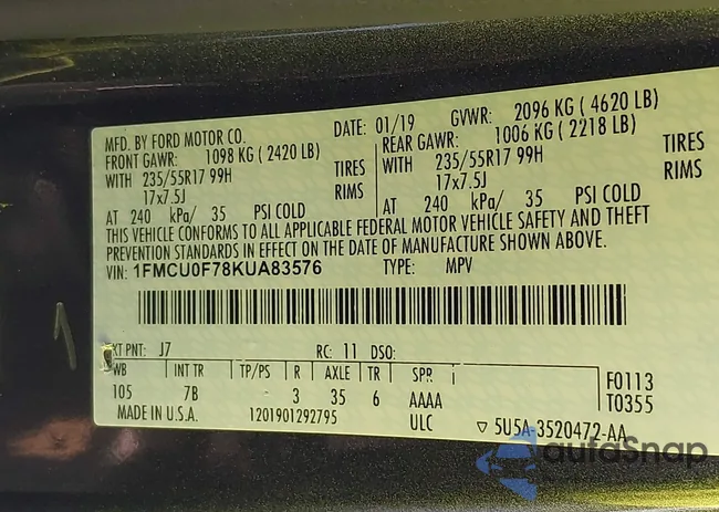 1FMCU0F78KUA83576: 42919906