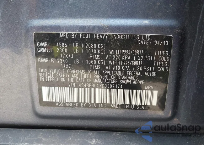 4S4BRBCCXD3307174: 42919922