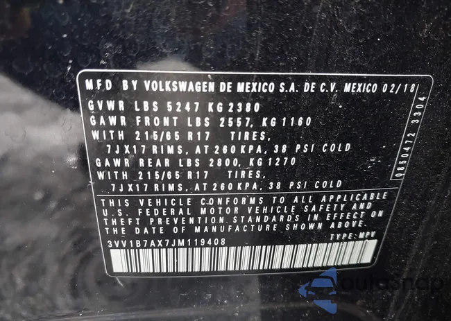 3VV1B7AX7JM119408: 42919963