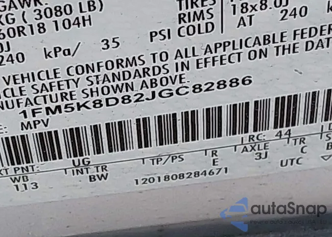 1FM5K8D82JGC82886: 42919964