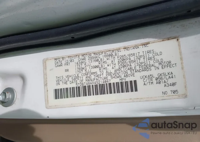 5TDBT48AX4S214047: 42920011