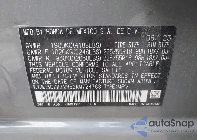 3CZRZ2H52RM724768: 42920045