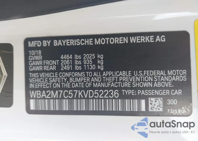 WBA2M7C57KVD52236: 42920048