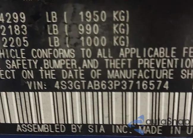 4S3GTAB63P3716574: 42920165