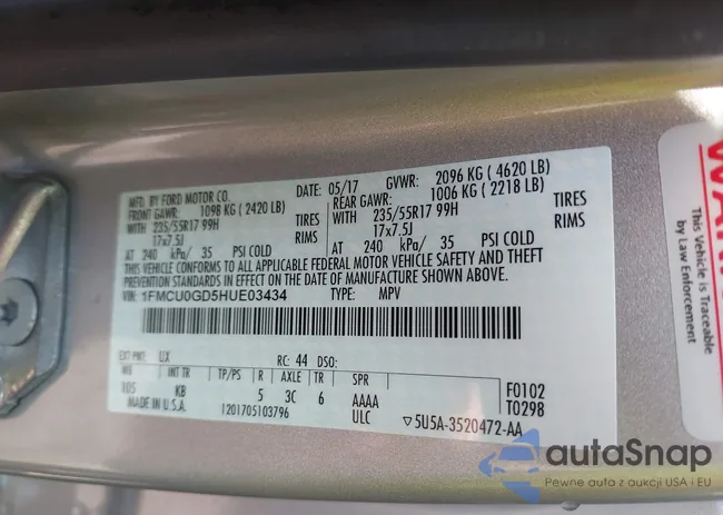 1FMCU0GD5HUE03434: 42919278