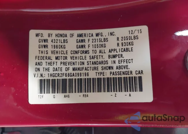 1HGCR2F68GA099196: 42919289