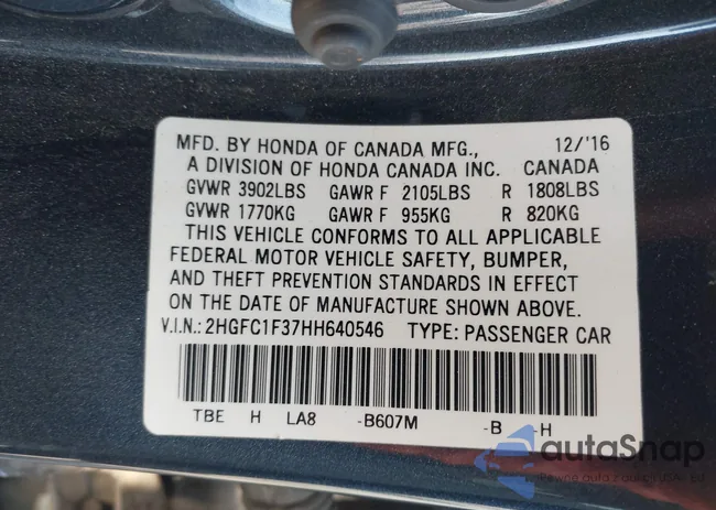 2HGFC1F37HH640546: 42919308