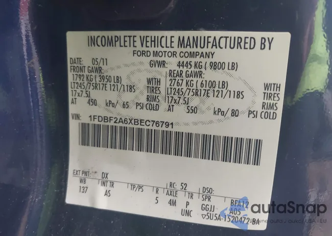 1FDBF2A6XBEC76791: 42919607