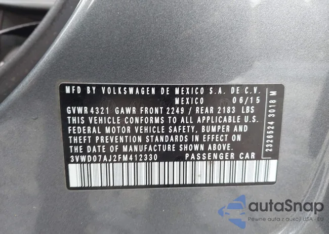 3VWD07AJ2FM412330: 42919657