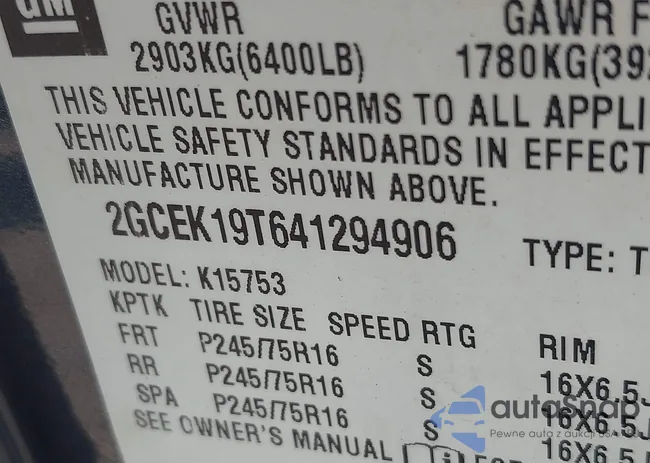 2GCEK19T641294906: 42920877