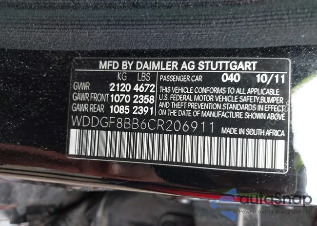 WDDGF8BB6CR206911: 42921038