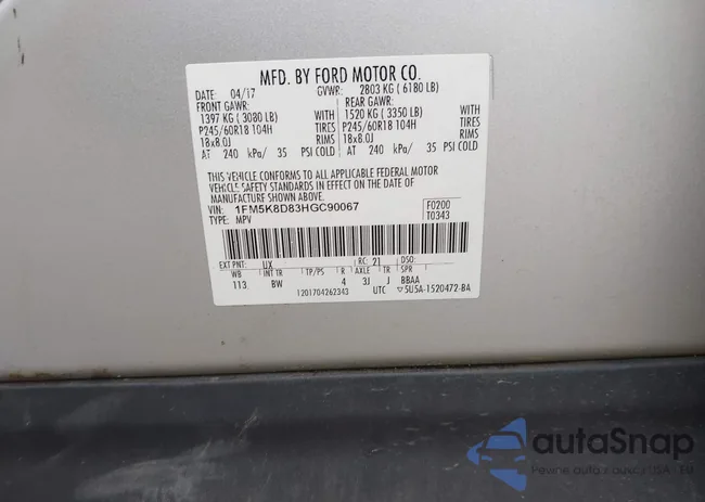 1FM5K8D83HGC90067: 42921229