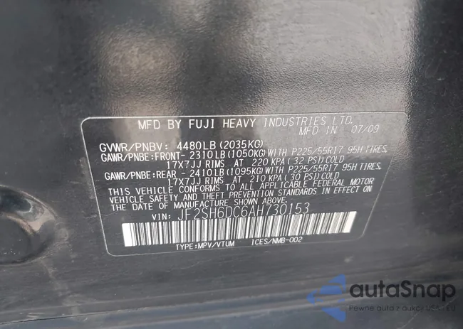 JF2SH6DC6AH730153: 42921247