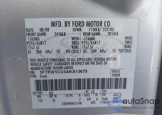 1FTFW1CV3AKA13675: 42920498