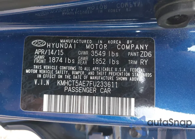 KMHCT5AE7FU233611: 42921718