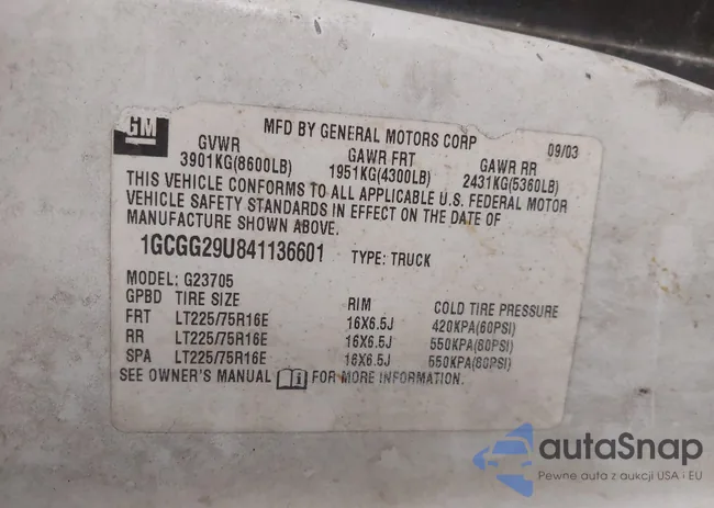 1GCGG29U841136601: 42921835