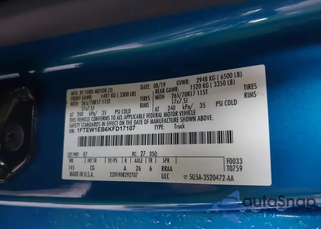 1FTEW1EB6KFD17107: 42921879