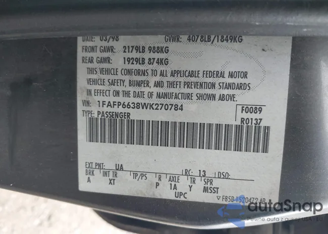 1FAFP6638WK270784: 42921976