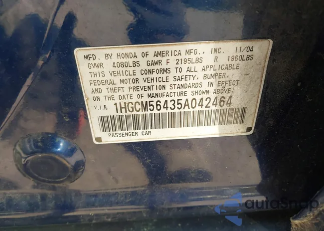 1HGCM56435A042464: 42922181