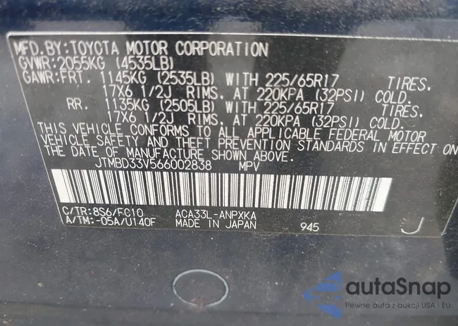 JTMBD33V566002838: 42921287