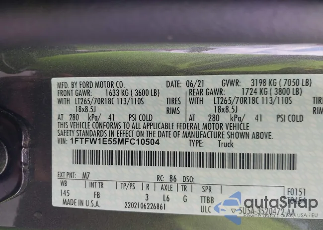 1FTFW1E55MFC10504: 42921474