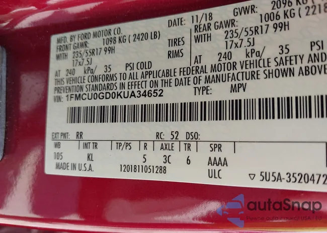 1FMCU0GD0KUA34652: 42921560