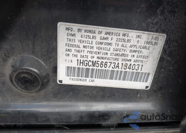 1HGCM56673A134031: 42921595