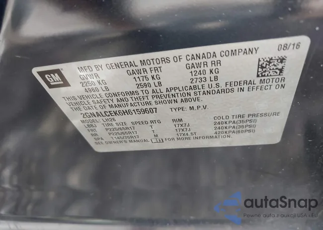 2GNALCEK6H6159607: 42921647