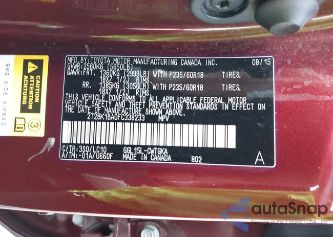 2T2BK1BA0FC338233: 42921648