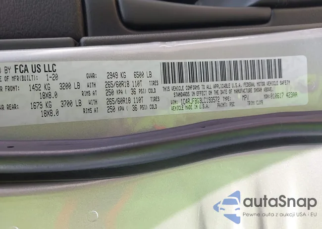 1C4RJFBG3LC193572: 42922739