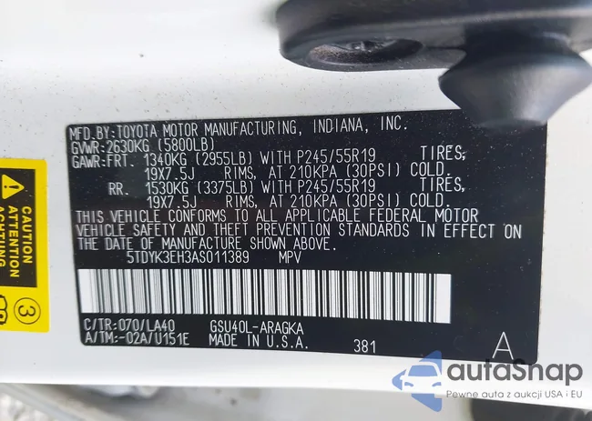 5TDYK3EH3AS011389: 42922851