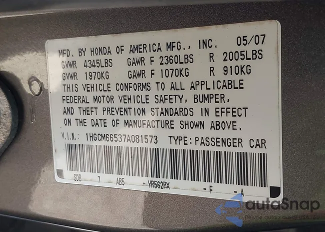 1HGCM66537A081573: 42922861