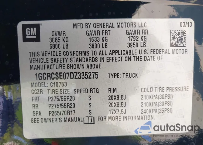 1GCRCSE07DZ335275: 42923155