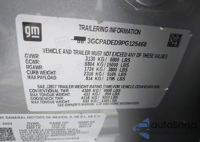 3GCPADED9PG125468: 42922447