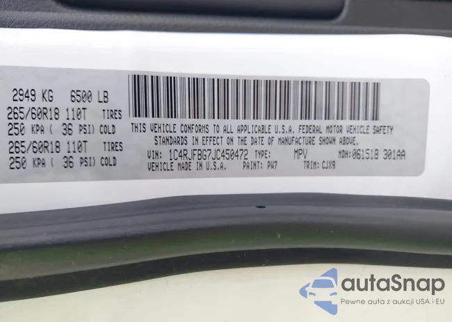 1C4RJFBG7JC450472: 42922543