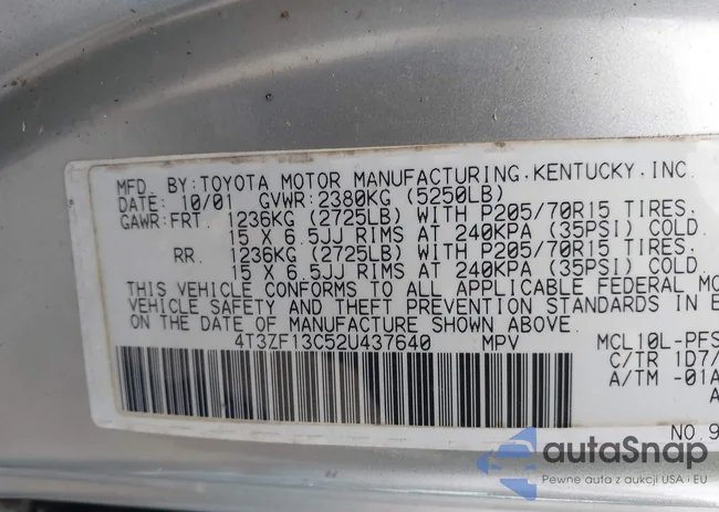 4T3ZF13C52U437640: 42923912