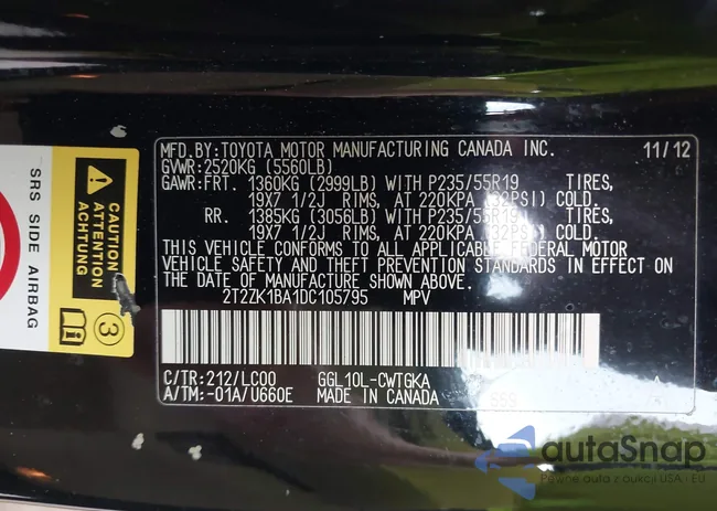 2T2ZK1BA1DC105795: 42924044