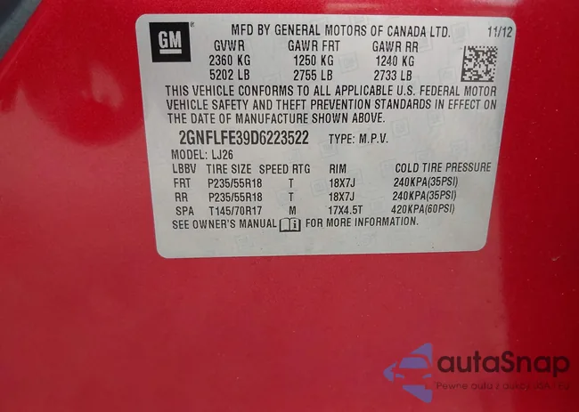 2GNFLFE39D6223522: 42924159