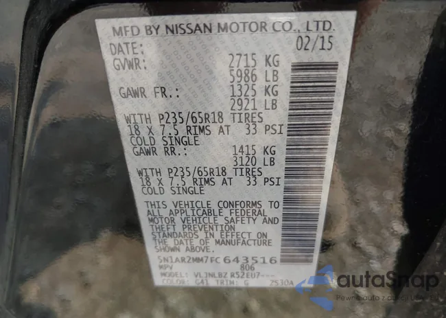 5N1AR2MM7FC643516: 42924245