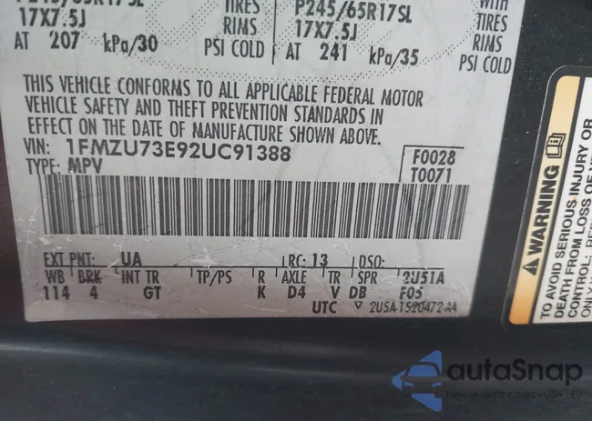 1FMZU73E92UC91388: 42924249