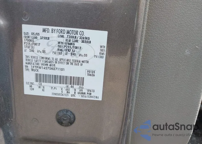 1FTPW14575KE71101: 42923299