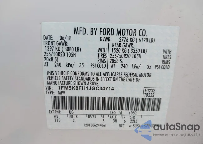 1FM5K8FH1JGC34714: 42924851