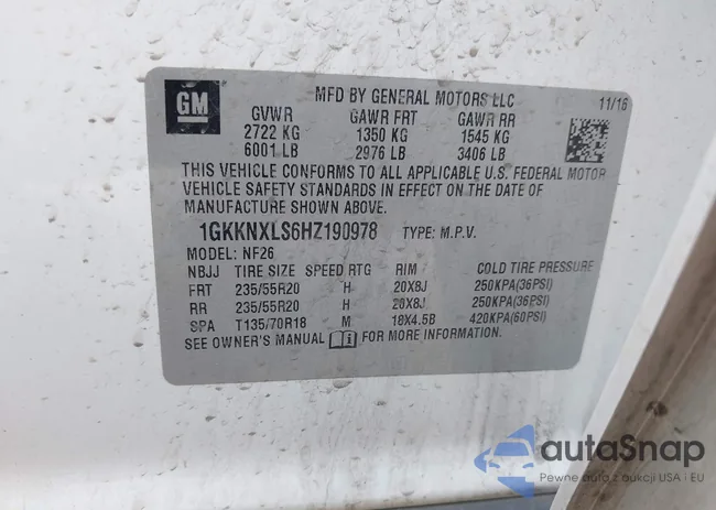 1GKKNXLS6HZ190978: 42924920