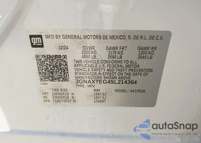 3GNAXTEG4SL214364: 42924929