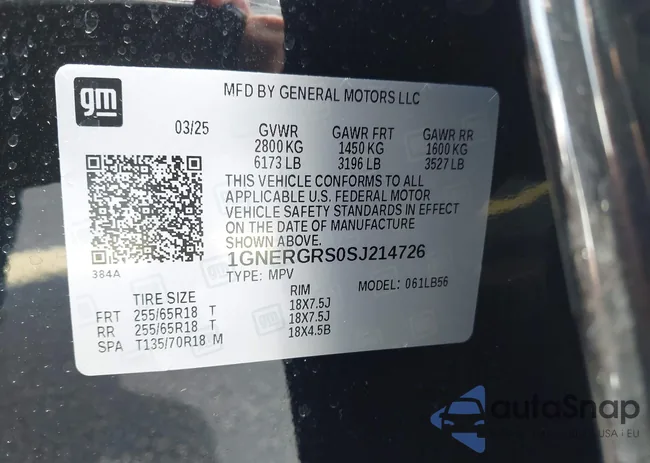 1GNERGRS0SJ214726: 42924968